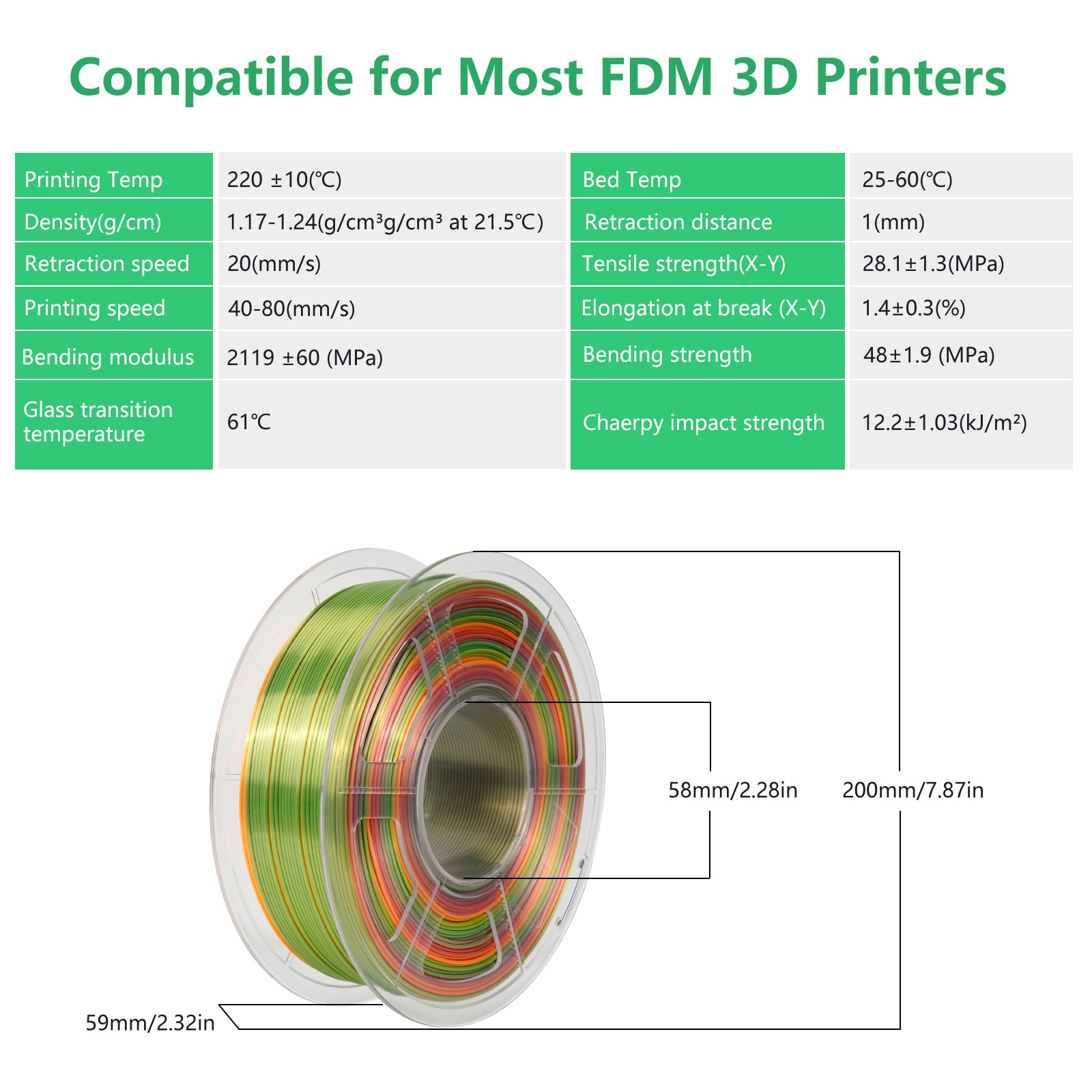 【2KG Pack】Silk Rainbow PLA Filament